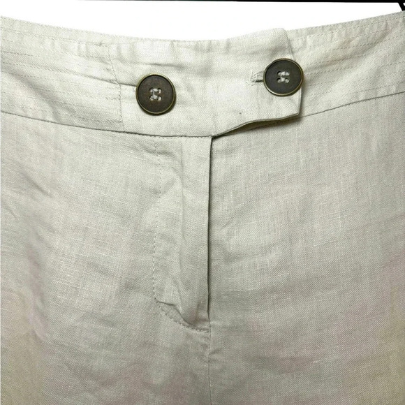 Workshop Andrea Jovine 100% Linen Wide Leg Cropped Pants | Oatmeal | Size 8 - Picture 3 of 7